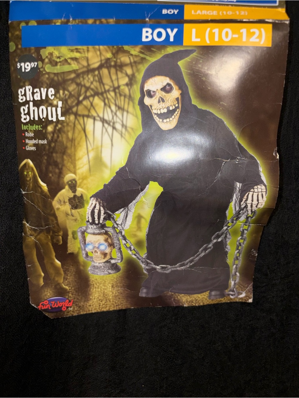 Grave Ghoul Boys Black Hooded Robe Costume - Large (10-12)
